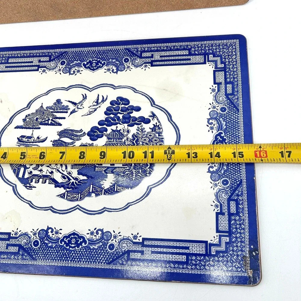 Vrg Manorcraft Blue Willow Cork Backed Placemats Set of 2 Blue White Chinoiserie